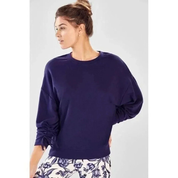 Fabletics Indigo Blue Sadie Scrunch Sleeve Pullover Sweatshirt XL - Picture 1 of 6